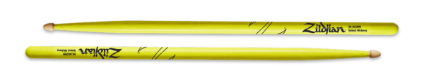 ZILDJIAN Drumsticks, Hickory Wood Tip series, 5A Acorn, Neon Yellow