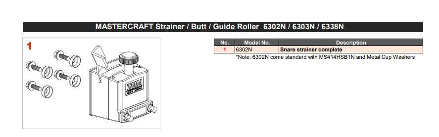 Tama 6302N Roller Action Strainer For Mastercraft Snares